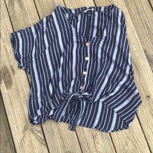 Tie- front striped Blouse